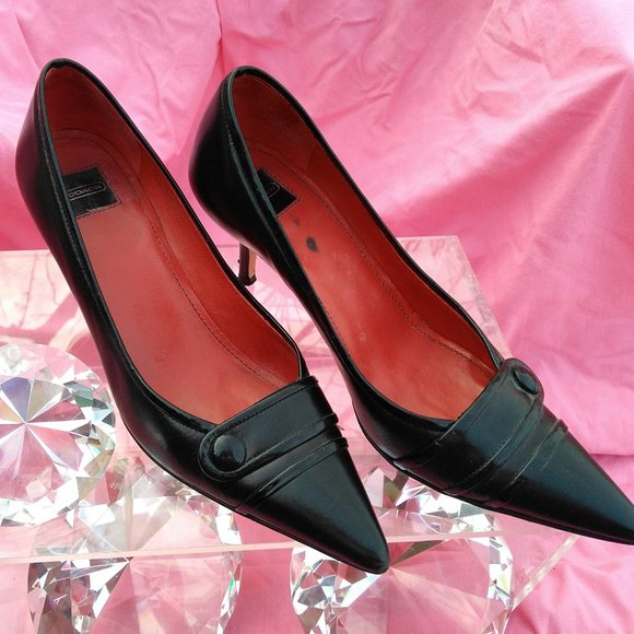 Coach black leather pumps heels 7.5 - Picture 1 of 7